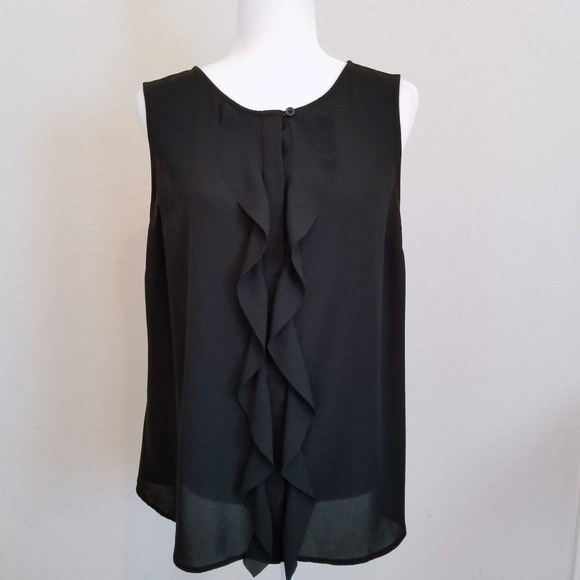 LOFT Tops - Ann Taylor LOFT Black Sleeveless Top with Ruffles